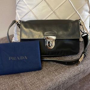 Prada nylon and leather shoulder bag